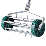 UPP rollender Rasenlüfter mit Stiel | Handvertikutierer mit 27 Nägeln (3,5cm) für die Rasenpflege | Manueller Aerifizierer Macht Rasenbelüften einfach | Robuste Stachelwalze ohne Strom & Benzin