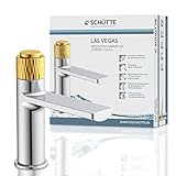 Schütte 35110 LAS VEGAS Waschtischarmatur in edlem chrom-glänzend Design, Wasserhahn Bad mit Pop-Up Exzenter, Mischbatterie