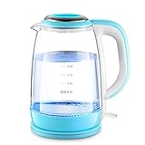Wasserkocher aus Glas, 1,8 l, 1500 W, Öko-Wasserkocher mit beleuchteter LED-Heizung