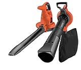 Black+Decker Elektro-Laubsauger mit Häcksler GW3030 (50l Fangsack und Zweithandgriff– Variable Blasgeschwindigkeit bis 418km/h – 14 m³/Min Saugleistung– Rückenschonende Benutzung) Schwarz/Orange,Norme