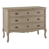 Lolahome Kommode aus Holz, mit 3 Schubladen, 104 x 53 x 79 cm, Beige