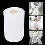 QINERSAW 92m x 15cm Tüllstoff Rolle Weiß Tüll Hochzeit Tüllband Tisch Deko Polyester Tüll Rolle Dekostoff Tüll Dekoband Tüll Tischband für DIY Tutu Rock Handwerk Bogen Party Deko Crafts Geschenk