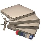 Beautissu Loft SK Stuhlkissen 45x40 cm Natur - 4er Set Stuhlpolster mit Bändern Sitzkissen für Stühle, Sitzpolster Set rutschfest mit Befestigungsbändern Sitzauflage Polsterauflage