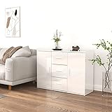 ZEYUAN Sideboard, Flurschrank, Kommode Schlafzimmer, Sideboard Wohnzimmer, Flur Kommode, Beistellschrank, Kommodenschrank, Hochglanz-Weiß 91x29,5x65 cm Holzwerkstoff