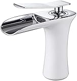 Duscharmatur, Chrom, Weiß, Wandmontage, Wasserfall-Auslauf, Badewannen-Mischbatterie, Handbrause, Wasserfall, Badezimmer, Warm-Kaltwasser-Wasserhahn, Nur Waschtischarmatur,Only Basin Tap Mischbatterie