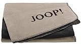 Joop!® Uni-Doubleface I weiche Kuscheldecke in Stein-Anthrazit I Wohndecke aus Baumwolle und Polyacryl in Beige-Grau I Tagesdecke 150x200cm | nachhaltig produziert in DE I Öko-Tex Standard 100