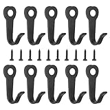 FIGFYOU GarderobenHaken 10 Stück Rustikale Mantelhaken Schwarz Schlüsselhaken Einzeln EisenHaken Klein Kleiderhaken Wandhaken mit Schrauben für Bad Küche Büro Badezimmer Einkaufszentrum