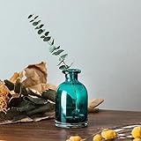 XIUWOUG Blaue Glasvase,Blaue Blumenvasen,Deko Vase Glas Tischvase,Glasflaschenvase für Zuhause, Wohnzimmer und Büro,A