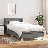 Tidyard Boxspringbett mit Matratze Jugendbett Bettrahmen Polsterbett Hotelbett Schlafzimmerbett Bett mit Kopfteil Designerbett Doppelbett/Einzelbett Gästebett Dunkelgrau 100x200 cm Stoff