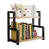 GRFIT Bücherregale Einfache 2-Tier-Desktop-Bücherregal-Desktop-Organizer-Schmiedeeisen Büro Lagerregal-Gewürze Display-Regal-Küchenbedarf Organizer, 40 × 22 × 42 cm, schwarz Bücherregale Standregal