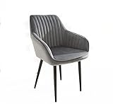 Bador Decoration Stuhl Samt Grau Beine Schwarz Esszimmerstühle Polsterstuhl Armlehnstuhl
