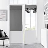 Meider Türvorhänge für Türen, Fenster, französische Türvorhänge für Privatsphäre, einfach zu installierende Tricia-Türverkleidungen, waschbarer Vorhang (grau, 63x101 cm)