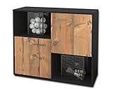 Lqliving Sideboard - Beistellschrank Caralina, Korpus: anthrazit matt, Front: Holz-Design Pinie (92x79x35cm), inkl. Metall Griffen, Made in Germany