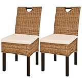 Bussandri Exclusive - Esszimmerstühle 2 STK. Kubu-Rattan Mangoholz