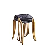 JHKZUDG PE Rattan Barhocker 4Er Set,Rattan-Barhockermit Metallbeinstütze Und Rutschfesten Fußpolstern,Flexible Sitzplätze, Rückenfreie Barhocker, Stühle Speisend,Stapelhocker