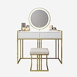 SXLML Frisiertisch Dressing Table Moderner Schminktisch Mit Aufklappbarem Spiegel Frisiertisch Mit Massivholzbeinen Abnehmbarem Organizer Hocker Und 1 Schublade Für Schlafzimmer Garderobe Weiß