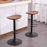 YOUTASTE Barhocker 2er Set Holz Sattel Höhenverstellbar Barstuhl Bar Stool ohne Rücken Drehbar Thekenstuhl Eiche Barstühle (Walnuss)