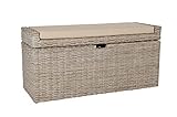 Vivanno Sitzbank Wäschebox Combo u. Kissen Rattan, 105cm, White Wash