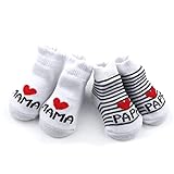 Distinct® Baby Baumwollsocken Süße Socken Ich Liebe Mama + Ich Liebe Papa Neugeborenes Kleinkind Jungen Mädchen Cotton kleine Söckchen (2 Paar)