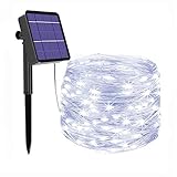 AISHFP Landschaftslampe im Freien, Solar-LED-Leuchten, wasserdicht, Kupferdraht, Lichterkette for Balkon, Garten, Dekoration, Bäume, Terrasse, Hochzeiten, Party Beleuchtung (Color : Bianco)