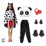 Barbie HHG22 - Cutie Reveal Puppe mit Panda-Plüschkostüm und 10 Überraschungen inklusive kleinem Haustier und Farbwechsel, Puppen Spielzeug für Kinder ab 3 Jahren