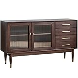 55.1'' Buffets Storage Cabinet with 2 Doors 4 Drawers TV Stand TV Cabinet Wood with Metal Legs for Living Room Bedroom Hallway Walnut (Color : Style B) (Style a)