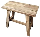 LioLiving Hocker West aus recyceltem Massivholz Teakholz Möbel Hocker - Keine Montage notwendig - 45cm hoch - Stabiler Fußhocker Beistelltisch