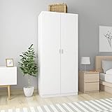 Keketa Kleiderschrank mit 2 Türen Garderobenschrank Schlafzimmerschrank Dielenschrank Garderobe Schrank mit Großen Fach für Schlafzimmer Weiß 90x52x200 cm Holzwerkstoff