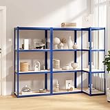 UYSELA Haus-Sets mit 4-lagigen Regalen, 3-teilig, blauer Stahl und technisches Holz