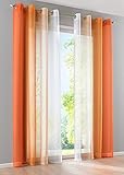 2er Pack Gardinen Vertikal Farbverlauf Druck Transparent »Modena« mit Ösen und Raffhalter, Vorhang, Dekoschal HxB 145x140 cm Orangetöne, 10000183