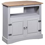 vidaXL Kiefer Konsolentisch Mexiko-Stil Corona 1 Schrank 1 Fach Fernsehschrank Eckschrank Sideboard TV Schrank Lowboard Grau 80x43x78cm