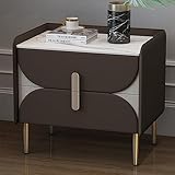 WOLWES Nachttische, Beistelltisch, Nachttisch mit 2 Schubladen, Moderner Nachttisch, Schlafzimmermöbel aus Holz (Color : Coffee+Light Gray)
