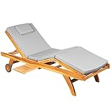 ib style® 2er Set | ROYAL Teak Gartenliege mit Rollen | Sonnenliege | zertifiziertes Teakholz | auf Wasserbasis behandelt | inkl. Auflage