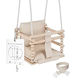 MAMOI® Babyschaukel, Schaukel Indoor, Holzschaukel für Baby und Kinder, Kinderschaukel, Schaukeln aus Holz, Kleinkinderschaukel für kinderzimmer und türrahmen ab 1 Jahr, 3 in 1 Beige