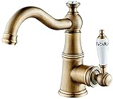 JRUIA Antik Messing Bad Wasserhahn-Waschtischarmatur 360°Schwenkbare Waschbecken Armatur Einhebelmischer Mischbatterie Badarmatur Waschtischbatterie f.Badezimmer