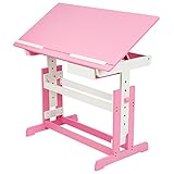 TecTake 800117 Schreibtisch mit Schublade,109 x 55 cm, höhenverstellbar und neigbar (Pink | Nr. 400926)