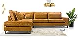 Siblo Ecksofa mit Kissen 90x310x224 cm CORBLACK Kollektion - Elegante Polstersofa - Große Couch L Form für Wohnzimmer - Freistehendes L-Sofa - Eckcouch 4 Sitzer - Braun - Linke Seite