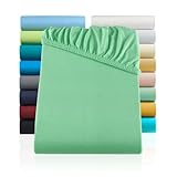 BaSaTex 2er Pack Jersey Kinder Spannbettlaken 60x120-70x140 cm | Spannbetttuch für Babybett Kinderbett | Farbe: Jadegrün Mint