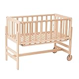 Geuther Beistellbett Betty | 45 cm x 90 cm | 9-Fach Höhenverstellbar | mit Lattenrost aus Massivholz | Nachhaltige Qualität | Einfacher Aufbau | Unbehandeltes Holz