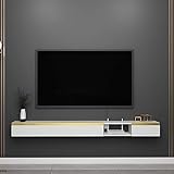 TV-Schrank, TV-Lowboard, schwebende Regale, schwebende TV-Konsole, wandmontierter TV-Schrank/Set-Top-Box, wandmontierte Medienkonsole, 47,2'/55,1'/62,9' X7,6 X6,2(B*T*) H/140 cm Weiß/Weiß