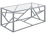 Beliani Couchtisch Glastisch mit Metallgestell Silber 50 x 100 cm Glamour Kaffeetisch rechteckiger Wohnzimmertisch Orland