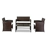 YUMUO 4-teiliges Terrassensofa für den Außenbereich, Rattan-Stuhl, Konversationssets, Rattanmöbel für Rasen, Balkon, Pool oder Hinterhof