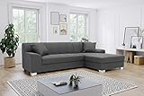 DOMO Collection Capri Ecksofa | Eckcouch in L-Form mit Schlaffunktion, Polsterecke Schlafsofa, dunkelgrau, 239x152x75 cm