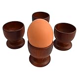 4 braune Eierbecher aus Holz