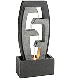 Dehner Gartenbrunnen Tokio mit LED warmweiß, 92 x 44.5 x 22.5 cm, Polyresin, grau/schwarz