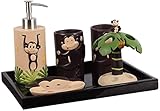 Seifenspender Spülmittelspender 6-teiliges Badezimmer-Accessoires-Set, 3D-Strandstil-Badeensemble, Harz-Badeset-Kollektion Mit Flüssigseifenspender, 3D-Design-Lotion-Pumpflasche Lotionspender (Color