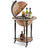 Zoffoli Globus Bar Da Vinci Rust 40 cm Weltkugel Hausbar mit Lenkrollen - Barschrank Getränkefach aus Nussbaumholz für Whiskey und Getränke