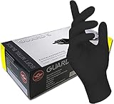 200 Stck - Einweghandschuhe von GUARD 5 - Schwarze Nitril-Handschuhe puderfreie Tätowierhandschuhe Kochhandschuhe (9 / L)