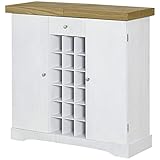 HOMCOM Weinschrank, Küchenschrank mit erweiterbarer Arbeitsplatte, Aufbewahrungsschrank mit 2 Schränken und 18 Stemwaren Racks für Weinkeller Sideboard, Kippsicheres Design, Weiß, 140 x 36 x 91,5 cm