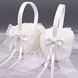 2 Stück Blumenmädchen Korb mit Henkel, Blumenkörbchen Hochzeit für kinder, Streukörbchen Hochzeit
